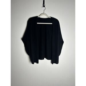 Brochu Walker Soft Cozy Wool Luxury Cashmere Open Black Cardigan Size Sm